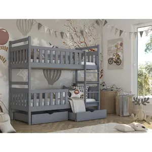 Tring Single (3') Standard Bunk Bed Grey Matt