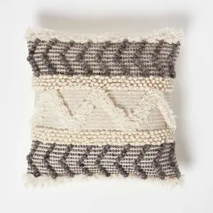 Homecapes Lindi Handwoven Tufted Cream Kilim Cushion 45 x 45 cm