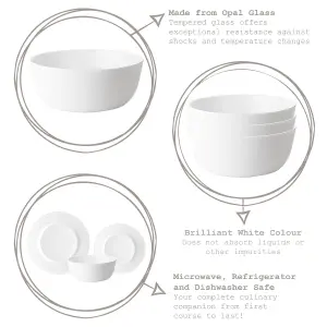 Bormioli Rocco - Toledo Glass Serving Bowls - 23cm - White - Pack of 3