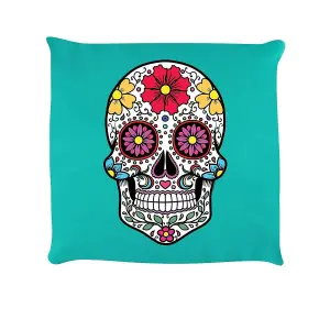 Grindstore Sugar Skull Cushion Turquoise (One Size)