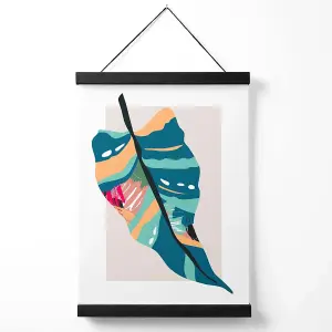 Tropical Palm Blue and Pink Boho Botanical Medium Poster with Black Hanger