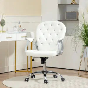 Vinsetto Office Chair PU Diamante Padded Ergonomic 360 degree Swivel White