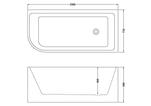 Right Hand J-Shaped Freestanding Bath from Balterley - 1500mm x 740mm