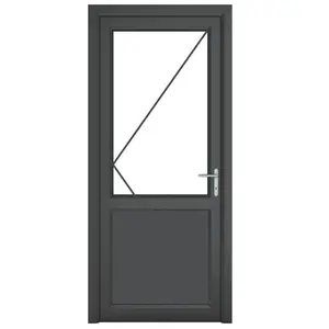 Upvc Single Door Black/White / 209cm H x 89cm W x 7cm D