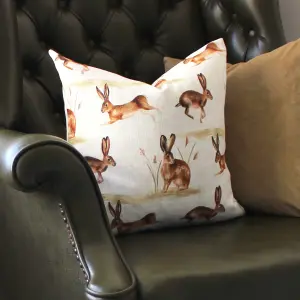 Evans Lichfield Country Running Hares Feather Filled Cushion