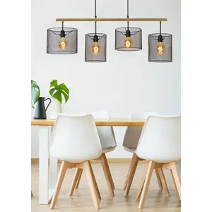 Lucide Baskett Vintage Bar Pendant Light - 4xE27 - Black