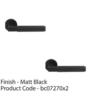 2 PACK - Premium Smooth Door Handle Set - Matt Black Angled Lever on Round Rose