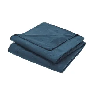 Blue Plain Fleece Throw