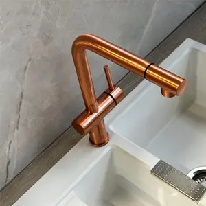 Liquida W15CP Single Lever Swivel Spout Pull Out Copper Kitchen Mixer Tap