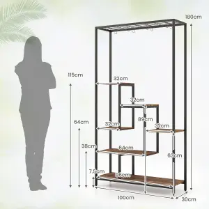 Costway 6-tier Tall Plant Stand 180cm Metal Indoor Corner Plant Shelf Display Rack