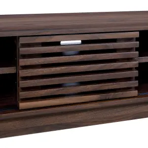 Copen Walnut 120cm TV Unit Cabinet for TVs up to 55", TV Stand with 2 Storage Shelves and Sliding Doors for Living Room