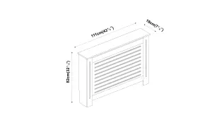 URBNLIVING 111cm Width Medium White Modern Wooden Radiator Cover MDF Grill Shelf Cabinet Furniture