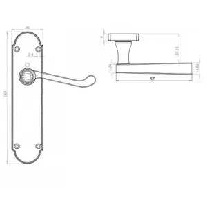 Epsom Door Handle Latch Victorian Scroll Lever - Chrome Pack 170mm x 40mm