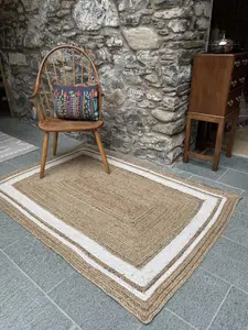 KHIDAKEE  Rectangular Border Natural Rug Hand Woven Jute / 75 cm x 120 cm