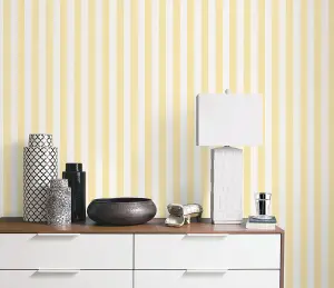 Galerie Stripes And Damask 2 Yellow Gold Regency Stripe Smooth Wallpaper