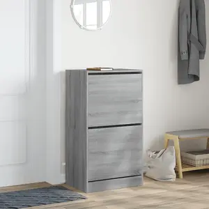 Berkfield Shoe Cabinet with 2 Flip-Drawers Grey Sonoma 60x42x108 cm