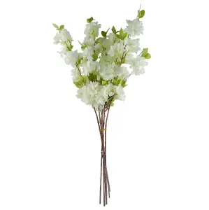 Pack of 6 x 100cm White Artificial Blossom Stem