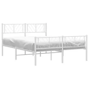 Berkfield Metal Bed Frame with Headboard and Footboard White 120x190 cm