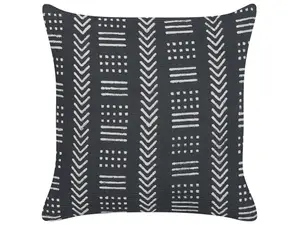 Throw Cushion BENZOIN Cotton 45 x 45 cm Geometric Block-Printing Black