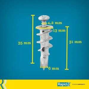 Rapid Self Drilling Plasterboard Fixings  6-16 mm Wall Thickness Pack of 10