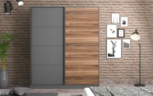 MILANO  Sliding Door Wardrobe Walnut, Anthracite