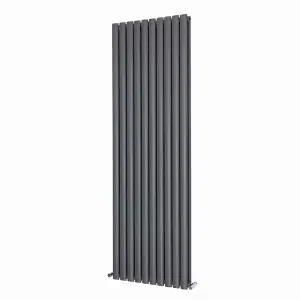 G-Rad Anthracite Double Oval Panel Vertical Radiator - (H) 1800 x (W) 600mm