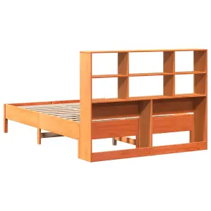 Berkfield Bookcase Bed without Mattress Wax Brown 140x190 cm Solid Wood Pine