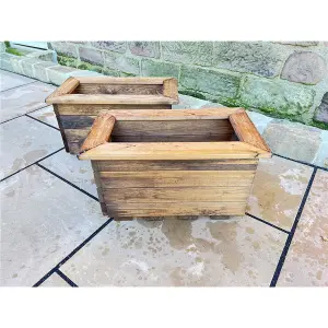 Traditional Regular Wooden Trough Planter x 2