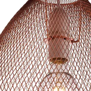 nielsen Emberley Retro Style Copper Metal Mesh Basket Style Ceiling Pendant, 36cm Wide