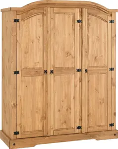 Corona 3 Door Wardrobe Distressed Waxed Pine