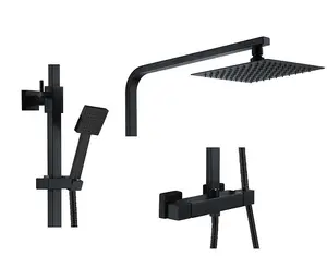 Aquarius RainLux Eco Square Adjustable Exposed Bar Shower System Matt Black