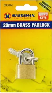 Set Of 4 20mm Heavy Duty Brass Padlocks Reliable & Secure With 3 Keys Security Lock