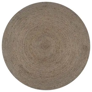 Handmade Rug Jute Round 90 cm Grey