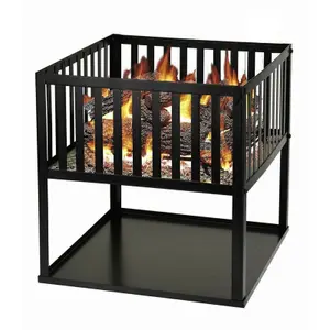 Square Garden Fire Pit Fire Log Burner Basket BBQ Camping Patio