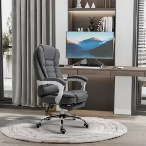 Vinsetto Computer Office Chair Home Swivel Task Recliner w/ Footrest, Arm, Grey