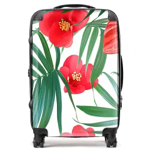 Tropical Flowers And Palm Leaves Hawaiian Suitcase - Medium