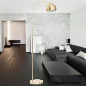 First Choice Lighting Satin Brass Curved Dome Floor Lamp