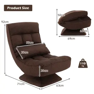 Costway Folding Floor Gaming Chair Swivel Lazy Padded Lounge Chair 4-Position Adjustable