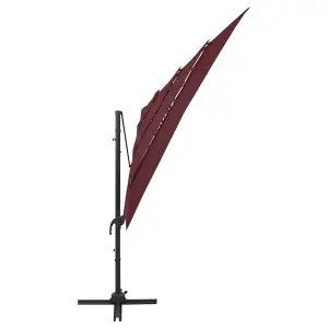 Berkfield 4-Tier Parasol with Aluminium Pole Bordeaux Red 250x250 cm