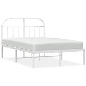 Berkfield Metal Bed Frame with Headboard White 120x200 cm