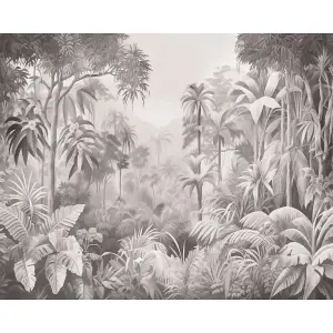 Origin Murals Jungle Trees - Black and White Matt Smooth Paste the Wall Mural 300cm wide x 240cm high