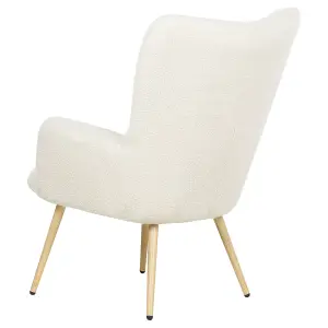 Wingback Chair VEJLE with Footstool Boucle Off-White