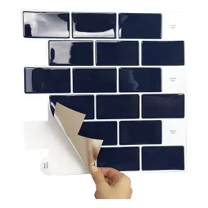 10Pcs Peel and Stick Waterproof Decorative Backsplash Self-Adhesive Wall Tiles for Kitchen and Bathroom (1.2mm T)