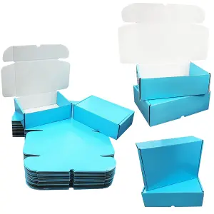 50 x Shiny Light Blue (7" x 5.5" x 2") Coloured Cardboard Postal Shipping Mailing Die Cut Boxes