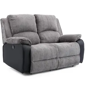 Postana Electric High Back Jumbo Cord Fabric Recliner 2 Seater Sofa (Grey)