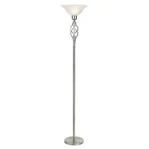 Classic Knot Twist Floor Lamp Uplighter in Satin Chrome