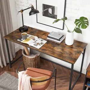 Jana Desk Rustic Brown/Black / 76cm H x 140cm W x 60cm D