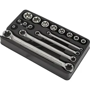 16-Piece TRX Star Socket and Spanner Set - Chrome Vanadium Steel, 3/8" Drive