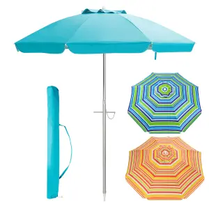 Costway 2M Patio Beach Umbrella Portable Sunshade Umbrella UPF 50+ with Sand Anchor