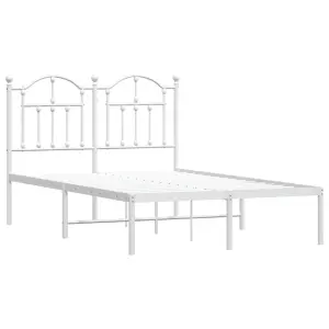 Berkfield Metal Bed Frame with Headboard White 120x200 cm